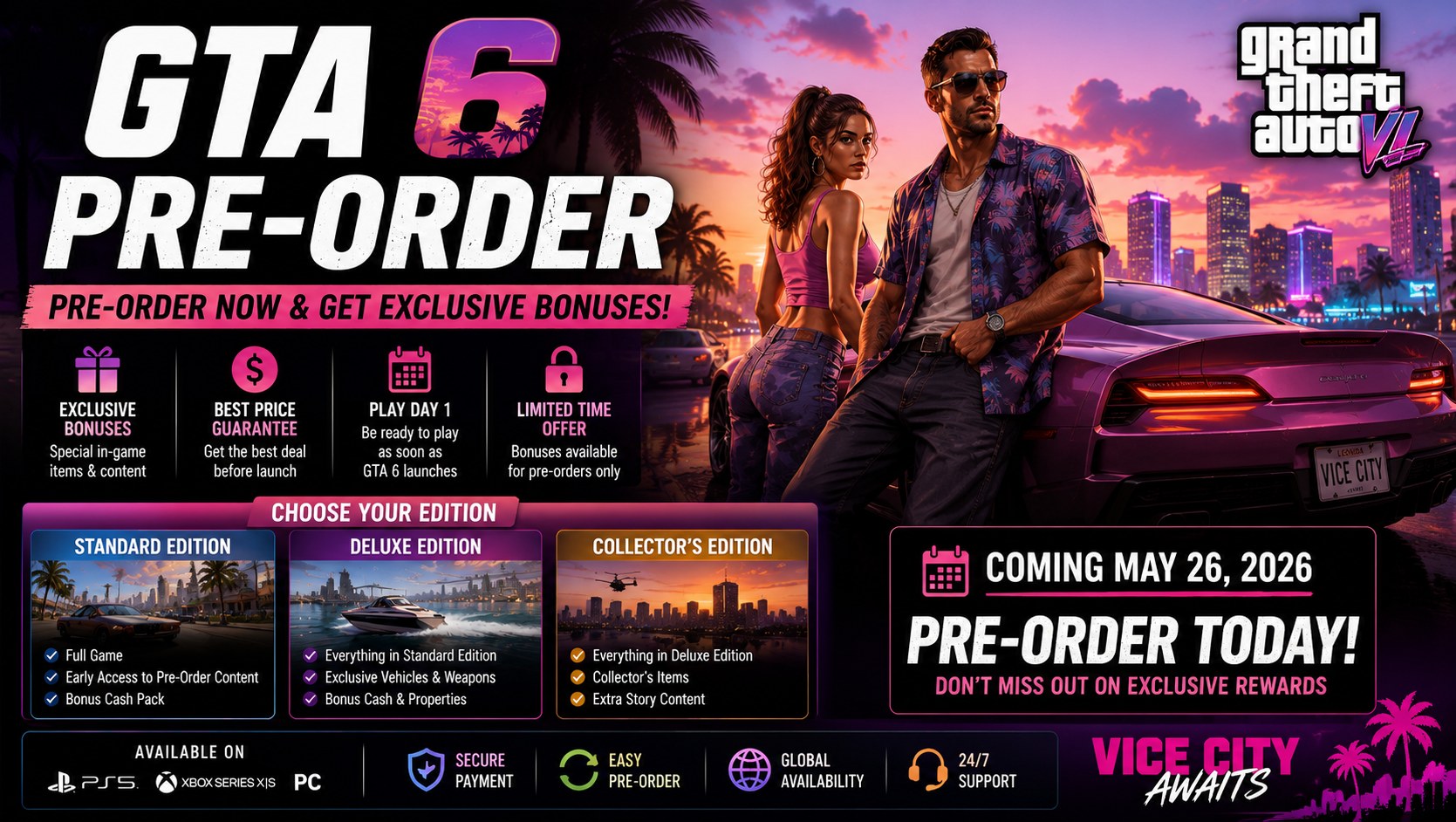 Read more about the article GTA 6 Pre-Order Guide: Price, Editions & Bonuses Explained (2026)