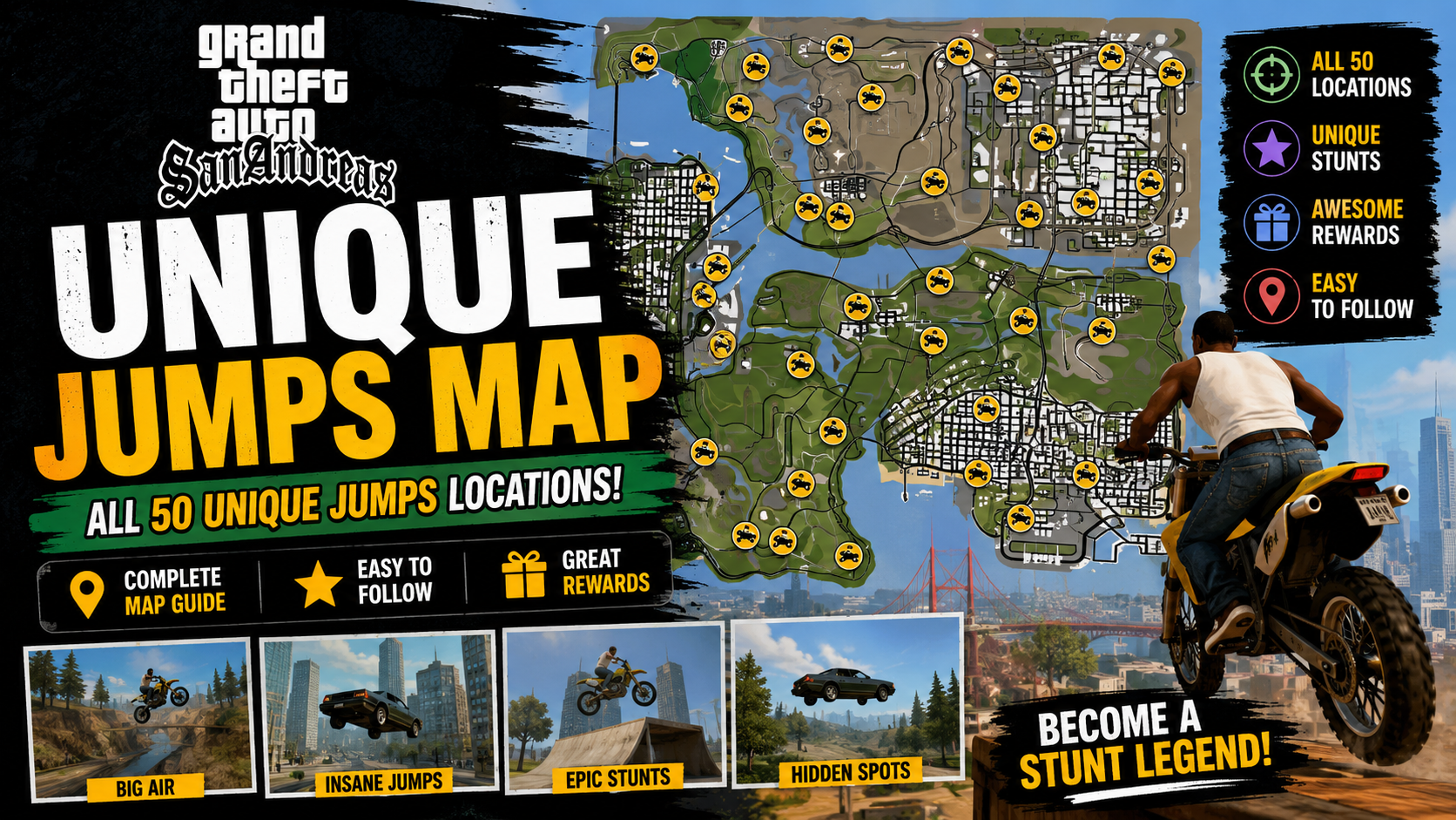 Read more about the article GTA San Andreas Unique Jumps Map — All 70 Stunt Locations Guide