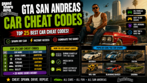 Read more about the article GTA San Andreas Car Cheat Codes: Best Cars & Codes List (2026 Updated)